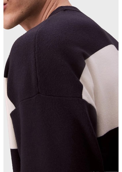 Çizgili Relaxed Fit Bisiklet Yaka Kazak LV04RC304GCHW Erkek Kazak LV04RC304G Chw