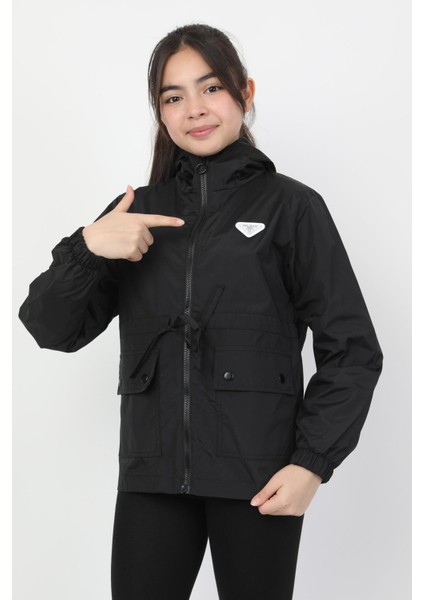 Kız Çocuk Kapüşonlu Cepli Astarlı Cepli Mevsimlik Yağmurluk fırsatları