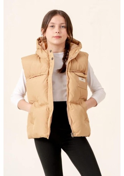 Kız Çocuk Kapüşonlu Cepli Astarlı Mevsimlik Şişme Yelek fiyatları
