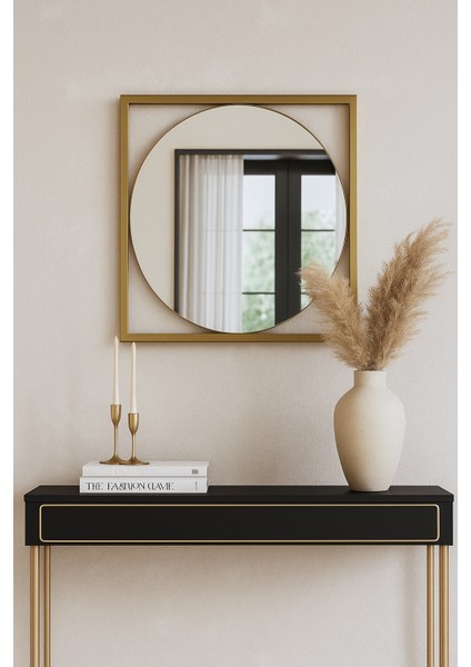 Gold Metal Çerçeveli 50 cm Dekoratif Ayna
