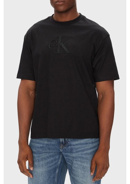 Pamuklu Oversize Fit Bisiklet Yaka Logolu T Shirt LV04RB295GUB1 Erkek T Shirt LV04RB295G Ub1