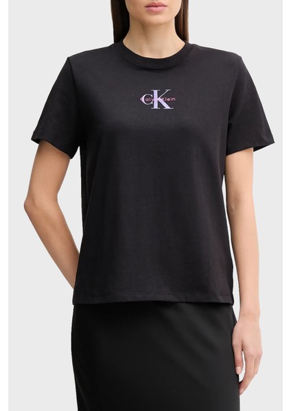 Pamuklu Regular Fit Bisiklet Yaka Logolu T Shirt LV047C856GUB1 Bayan T Shirt LV047C856G Ub1