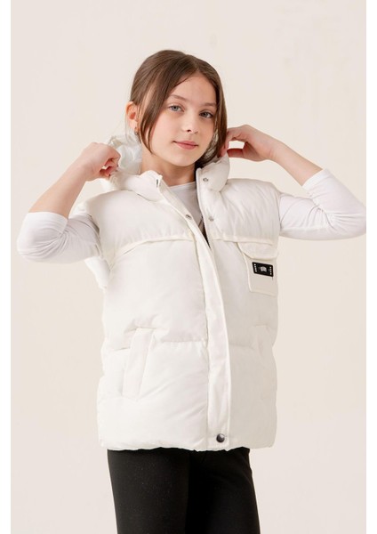 Kız Çocuk Kapüşonlu Cepli Astarlı Mevsimlik Şişme Yelek fiyatları
