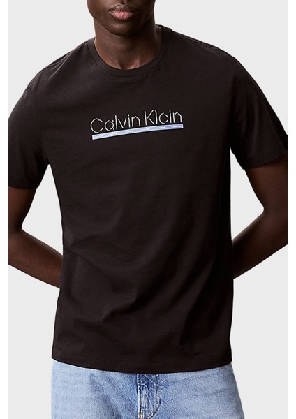 % 100 Pamuk Regular Fit Bisiklet Yaka Logolu T Shirt LV04RC852GUB1 Erkek T Shirt LV04RC852G Ub1