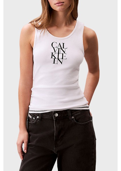 Pamuklu Slim Fit Kalın Askılı Logolu Top LV044C219GYAA Bayan Top LV044C219G Yaa