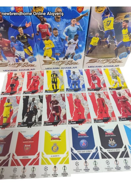 Devler Ligi Futbolcu Kartı Seti - 100 Jelatinli Poşet | 300 Adet Kart + Mini Sürpriz Oyuncak + Hediye Paketli Süper Adamlar