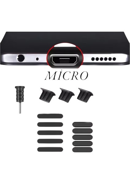 Micro Tıpa Slikon 3 Adet +1 Adet Aux Toz ve Kir Önleyici Soket +10 Adet Tozluk Set fırsatları