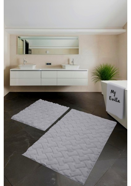 Desenli Tavşan Tüyü Yumuşak 2’li Banyo Paspası – Kaymaz Tabanlı Klozet Takımı Gri fiyatları