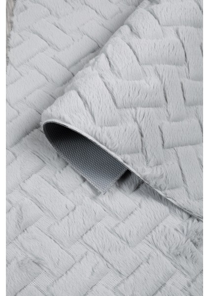 Desenli Tavşan Tüyü Yumuşak 2’li Banyo Paspası – Kaymaz Tabanlı Klozet Takımı Gri modelleri