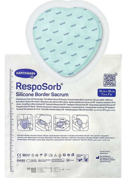 Resposorb, Silikon Kendinden Yapışkanlı Sakrum, Kalça, Bası ve Yatak Yarası Örtüsü, 18X18CM, 1 Adet
