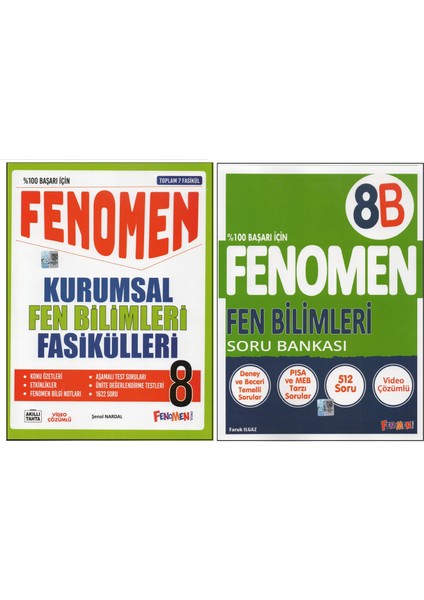 Fenomen 8.sınıf Fen Kurumsal Fasikülleri + Fenomen 8b Fen Bilimleri (2 Kitap)
