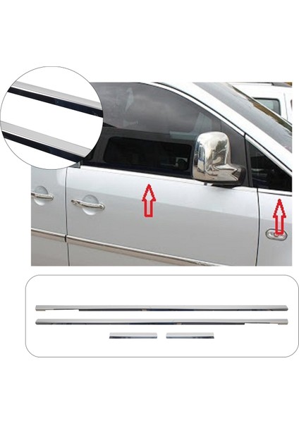 Volkswagen Caddy Uyumlu 2004 ve Üzeri Krom Cam Çıtası 4 Parça Paslanmaz Çelik