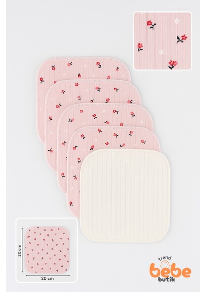 7'li Çiçek Desenli PAMUK Ribana Kumaş Bebek Ağız Mendili Yumuşak ve Emici Ağız Bezi Seti 20X20CM modelleri