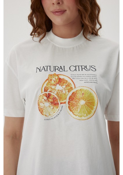 Natural Cıtrus Baskılı T Shırt fırsatları