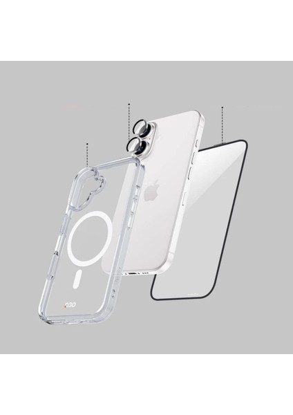 iPhone 16 Magsafe Şeffaf Kılıf + Esd Cam Ekran Koruyucu + Kamera Lens Koruyucu (Pembe) fiyatları