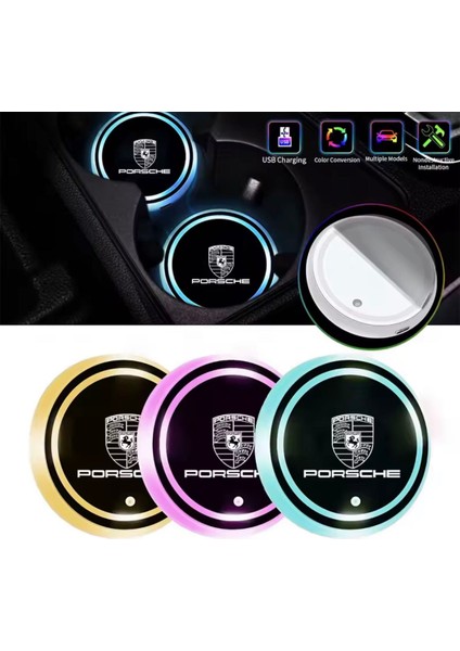LED Bardak Altlığı Porsche Ile Uyumlu Cayenne Panamera Boxer 911