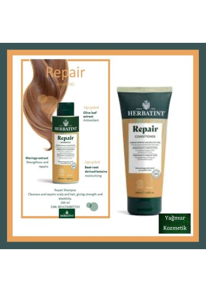Repair Shampoo 260 ml & Herbatint Repair Organic Conditioner 200 ml
