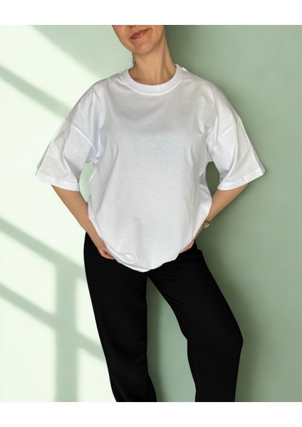 Unisex Oversize Geniş Kesim %100 Pamuk Yumuşak Dokulu Bisiklet Yaka modelleri