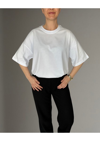 Unisex Oversize Geniş Kesim %100 Pamuk Yumuşak Dokulu Bisiklet Yaka fırsatları