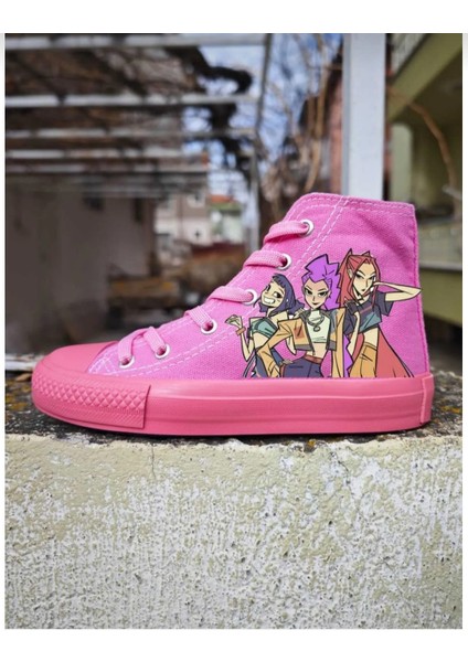 Canavar Avcısı Pembe Taban Keten Spor Ayakkabı