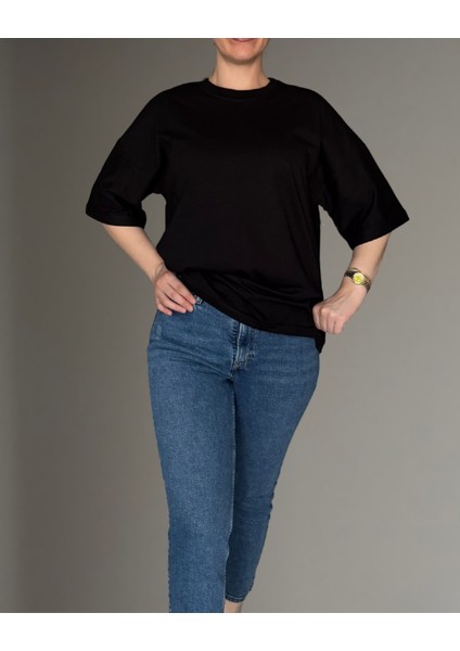 Unisex Oversize Geniş Kesim %100 Pamuk Yumuşak Dokulu Bisiklet Yaka modelleri