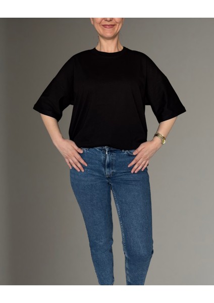 Unisex Oversize Geniş Kesim %100 Pamuk Yumuşak Dokulu Bisiklet Yaka fırsatları