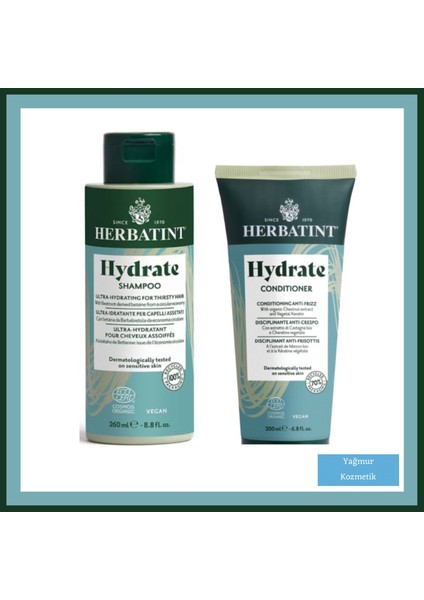 Hydrate Organic Shampoo 260 ml & Herbatint Hydrate Conditioner Organic 200 ml