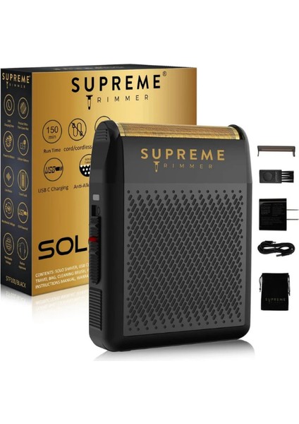 Siyah Solo Tek Folyo Shaver Tıraş Makinesi 7800 Rpm Motor Usb-C Şarjlı