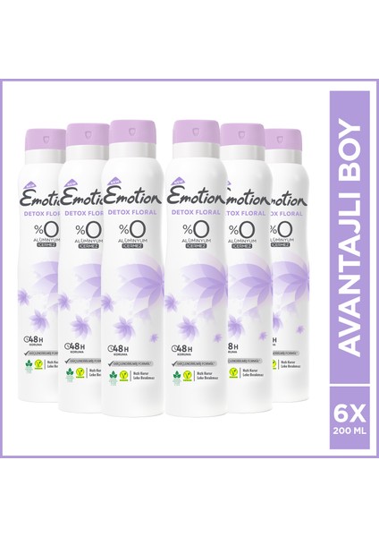 Detox Floral Kadın Deodorant 6 x 200 ml