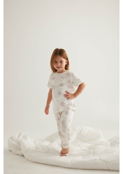 Kız Çocuk Pamuklu Kısa Kollu Uzun Pijama Takımı fırsatları
