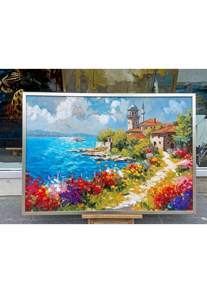 Yağlı Boya Dokulu Tablo Modern Istanbul Manzarası U06023 indirimleri