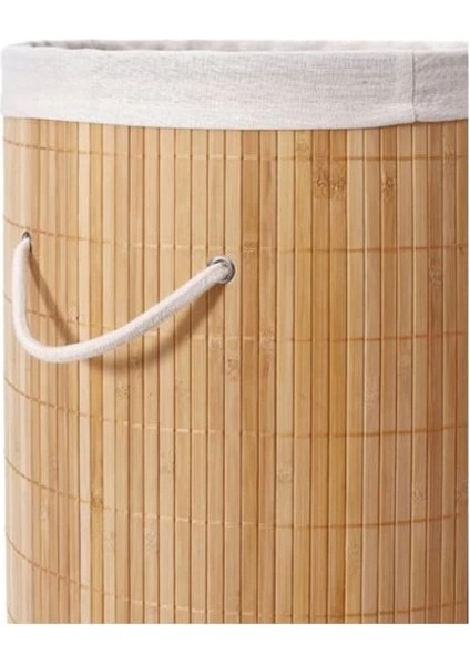 Decohandy Yuvarlak Bambu Kirli Sepeti