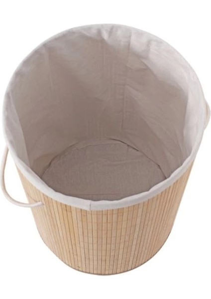 Decohandy Yuvarlak Bambu Kirli Sepeti
