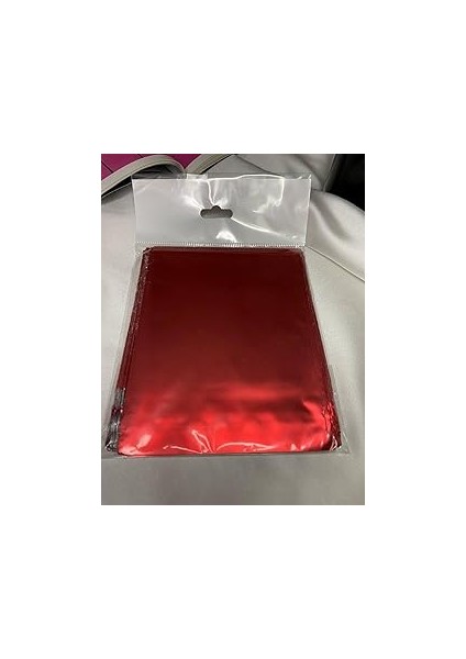 Casalinghi Tek Renk Kırmızı Lüx Kalın Hediye Paketi Metalize Poşet Bantlı Gift Packet 20X25 cm (Kır