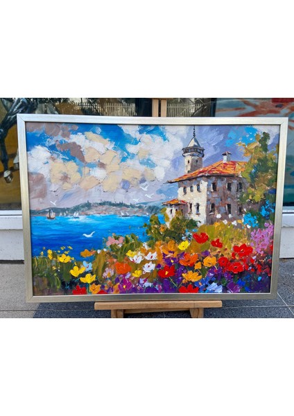 Yağlı Boya Dokulu Tablo Modern Istanbul Manzarası U06024 indirimleri