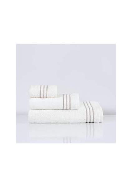 Nazik Home Zen Çizgi Nakışlı El Havlusu (30 x 50 Cm) Bej