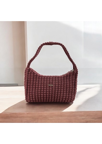 Kadın Pudra Fermuarlı Örgü El Omuz Çantası En 28 cm Boy 14 cm Derinlik 4 cm modelleri