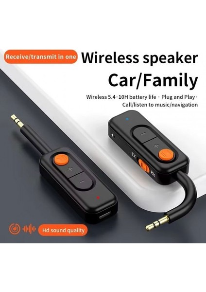 Bluetooth V5.4 Alıcı Verici Mikrofonlu 3.5mm Aux Bluetooth Adaptör
