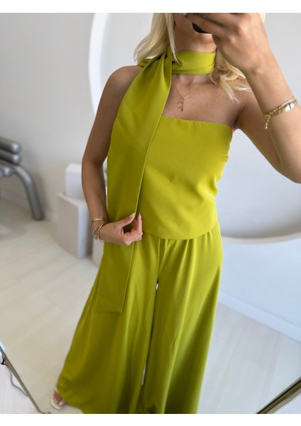 Straplez Bluz Geniş Paça Pantolon Takım fırsatları