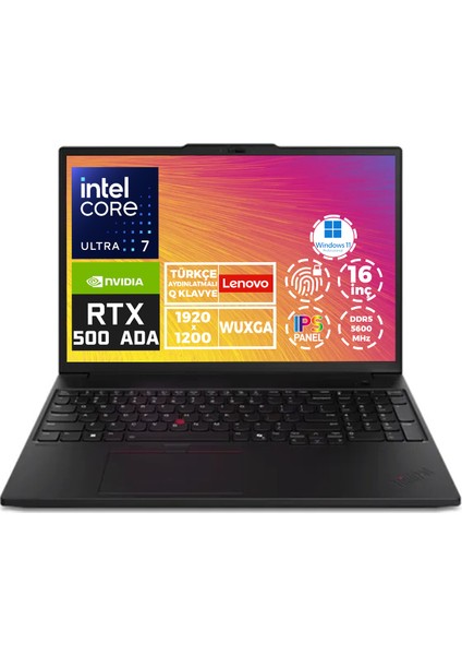 Mws Thinkpad P16S G3 Ultra 7 155H 16GB 512GB SSD 4 GB RTX500 Ada 16"wuxga W11P 21KS0000TX