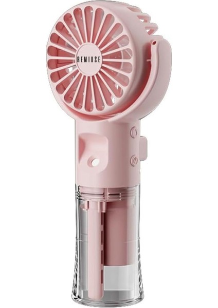 Mini El Fanı, Su Püskürtmeli, Şarjlı, Masaüstü, Serinletici, Spreyli, Taşınabilir, Usb, Pembe