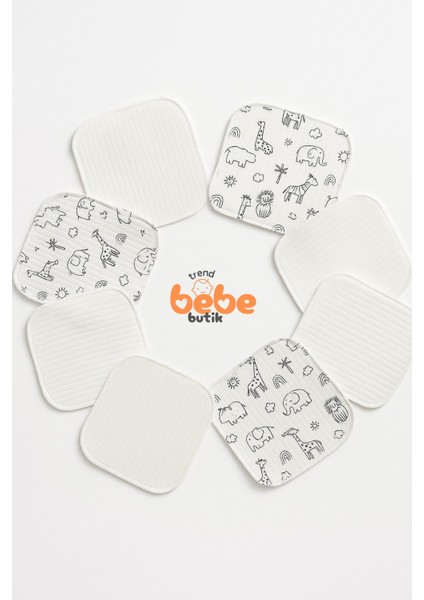 7’li Hayvan Figürlü %100 Pamuk Ribana Bebek Ağız Mendili Emici ve Yumuşak Ağız Bezi Seti 20X20CM fırsatları