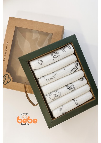 7’li Hayvan Figürlü %100 Pamuk Ribana Bebek Ağız Mendili Emici ve Yumuşak Ağız Bezi Seti 20X20CM indirimleri