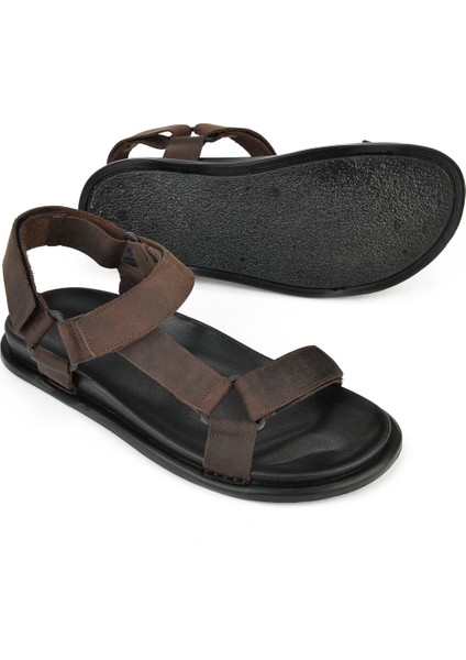 , Erkek Hakiki Deri Sandalet 1511052Z5351 Kahve fırsatları