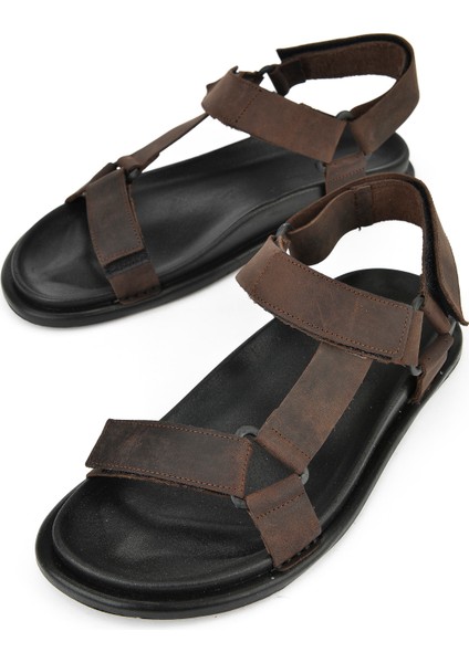 , Erkek Hakiki Deri Sandalet 1511052Z5351 Kahve indirimleri