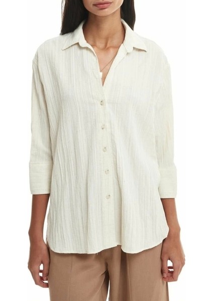 Fakir Kol Düğmeli Gömlek Naturel