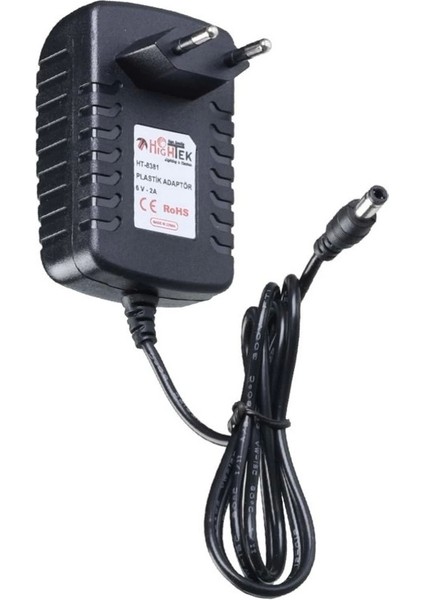 6V 2A Plastik Kasa Fişli Adaptör Akü Şarj Aleti 5.5x2.5mm Jaklı 2000MA (6VOLT 2AMPER)