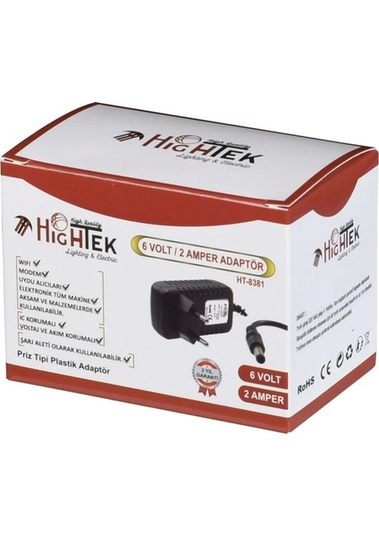 6V 2A Plastik Kasa Fişli Adaptör Akü Şarj Aleti 5.5x2.5mm Jaklı 2000MA (6VOLT 2AMPER) fiyatları