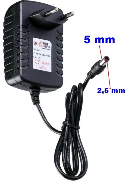 6V 2A Plastik Kasa Fişli Adaptör Akü Şarj Aleti 5.5x2.5mm Jaklı 2000MA (6VOLT 2AMPER) modelleri