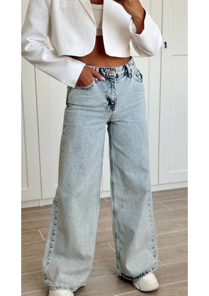Açık Mavi Dikiş Detaylı Baggy Jean modelleri